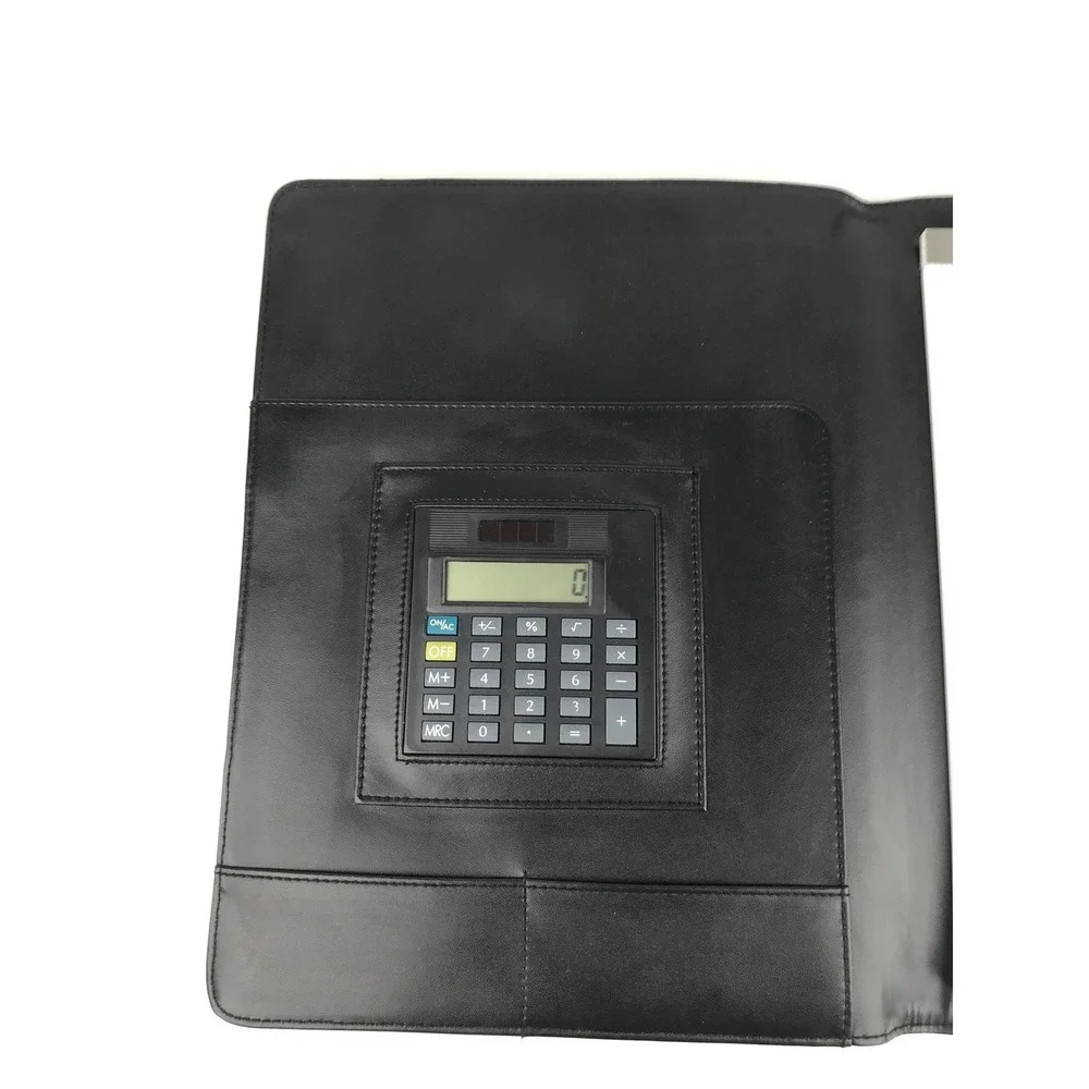 Perry Ellis Portfolio Folio‎ Black Leather Business Organizer Calculator Notepad
